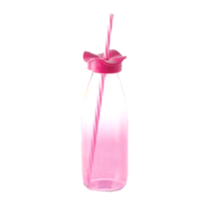 Glass Drinking Bottle with Straw 500ml
